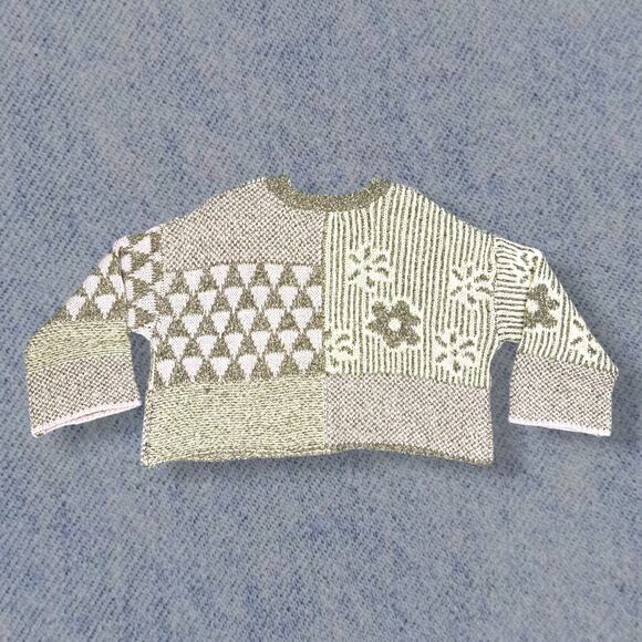 Sincerely Jules Purple Patchwork Knit Cropped Sweater - Women’s Large - Picture 2 of 4